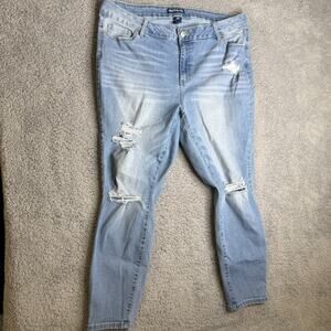 Indigo Fusion Jeans Womens 20 Blue Distressed Light Wash